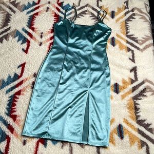 Blue shimmer, slim fit dress from Fashion Nova